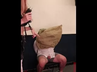 Shiny PVC BallbustingStacy, Bondage CBT BDSM, Electric SHOCKS in the balls NONSTOP trailer